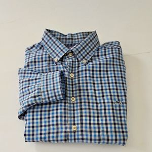 Vinyard Vines Mens XL Slim Fit Tucker Shirt Blue Plaid Button-Down Long …